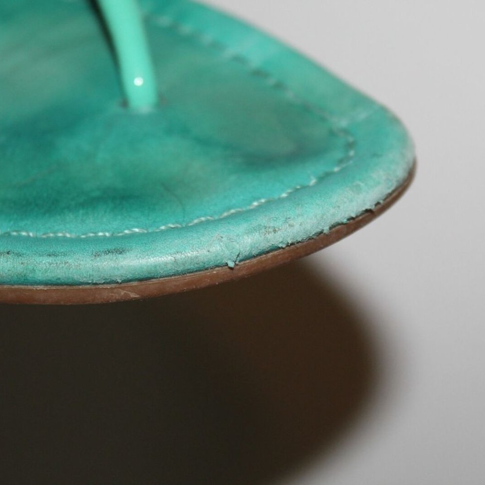 Tory Burch Miller Slip On Logo Sandals Teal Women's Size 7 *Read* H13062 - Picture 8 of 12